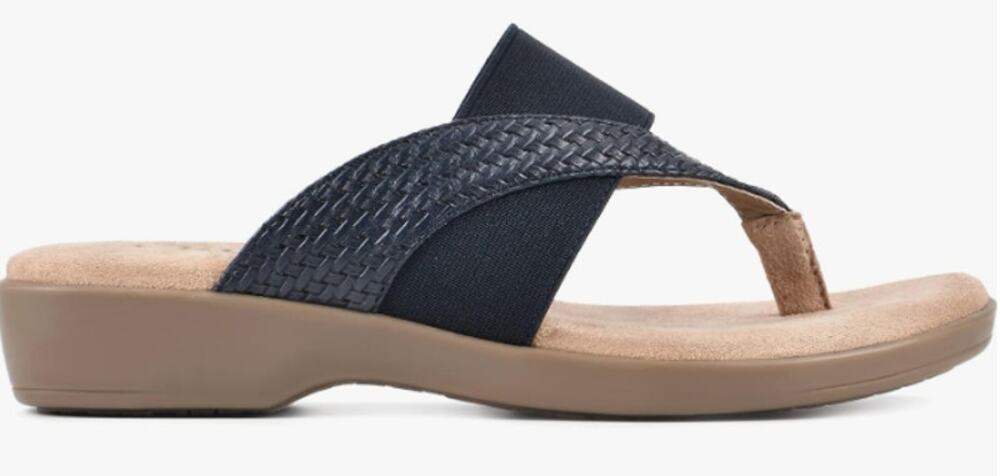 CLIFFS BY WHITE MOUNTAIN WOMENS BUMBLE NAVY WOVEN SMOOTH THONG SANDAL 10M